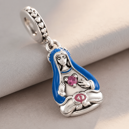 Dije Pureza Celestial: Colgante del Inmaculado Corazón de María Plata