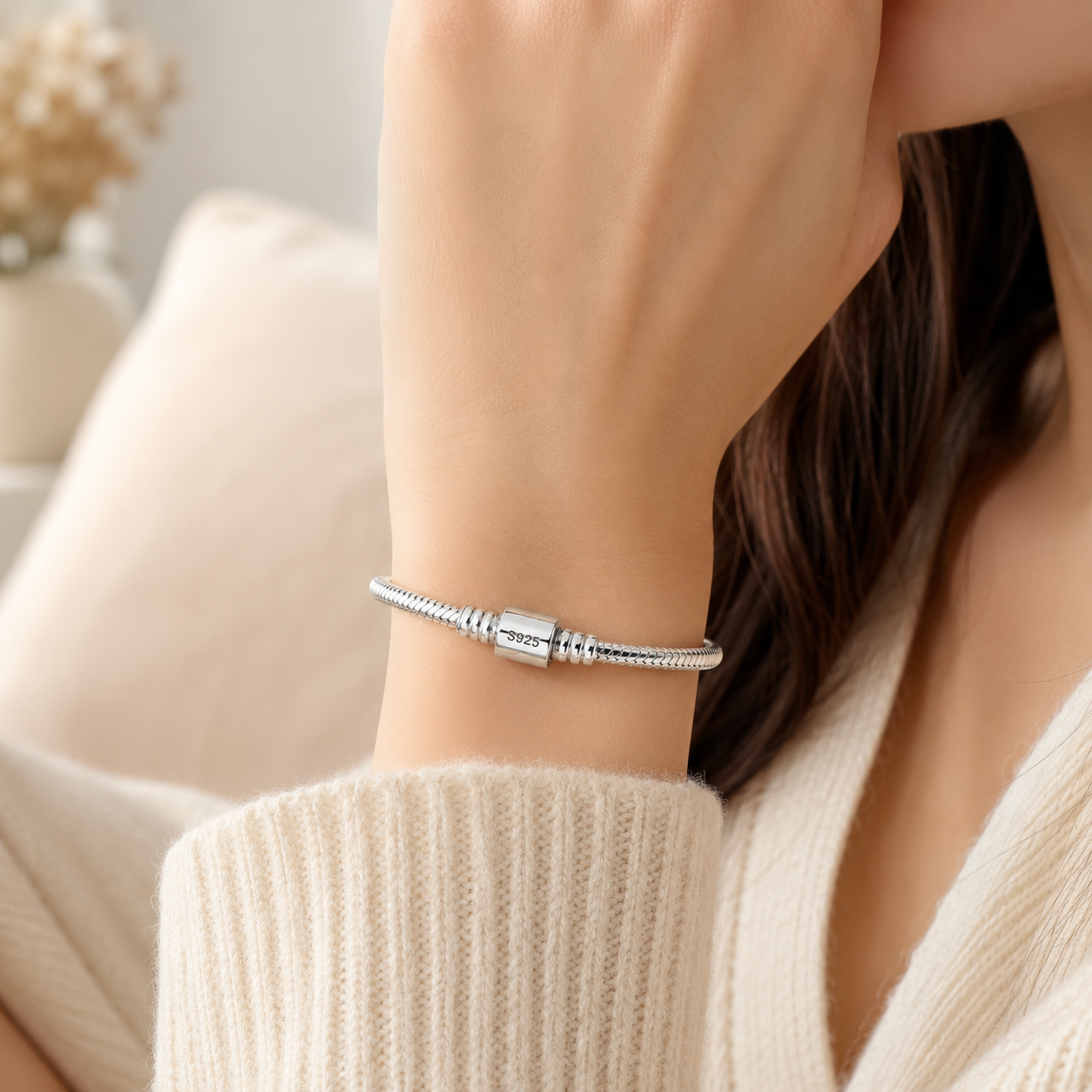 Pulsera Premium para Dijes y Charms Plata