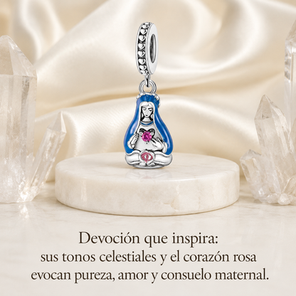 Dije Pureza Celestial: Colgante del Inmaculado Corazón de María Plata