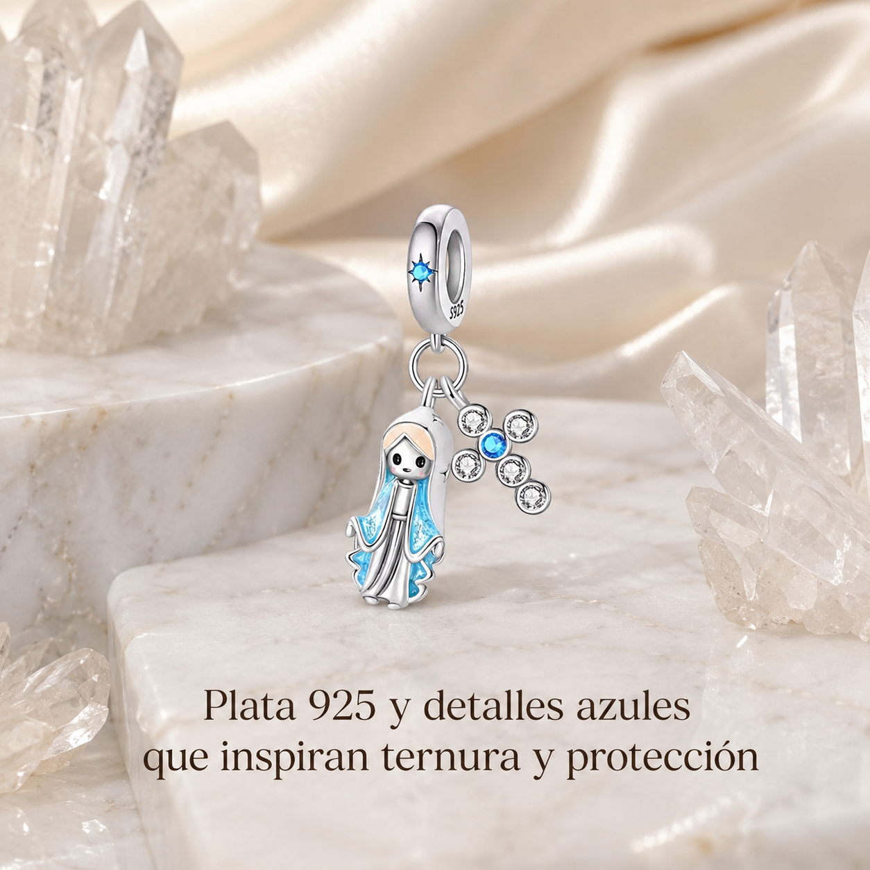 Dije Luz de Bendición: Colgante de la Virgen de la Medalla Milagrosa Plata
