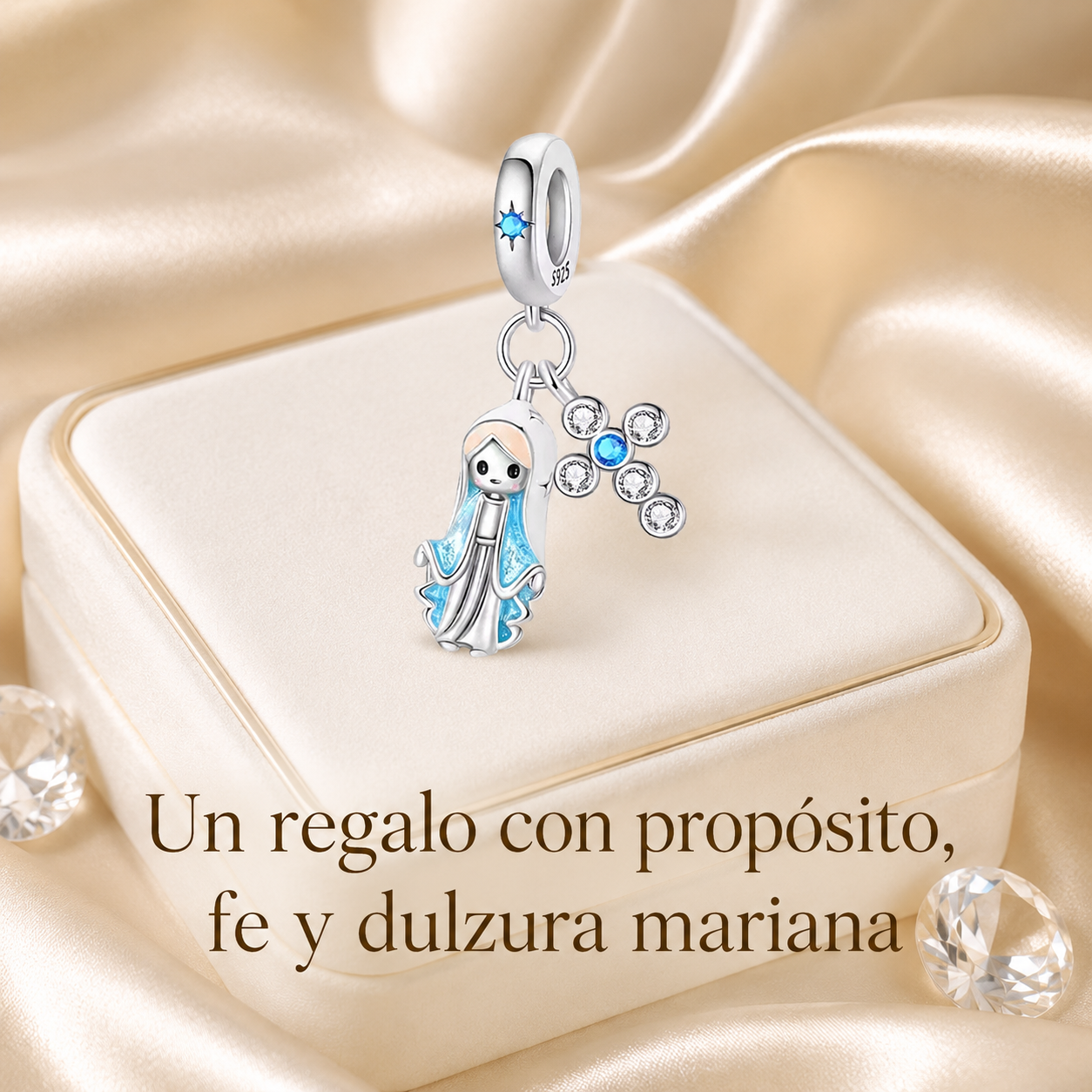 Dije Luz de Bendición: Colgante de la Virgen de la Medalla Milagrosa Plata