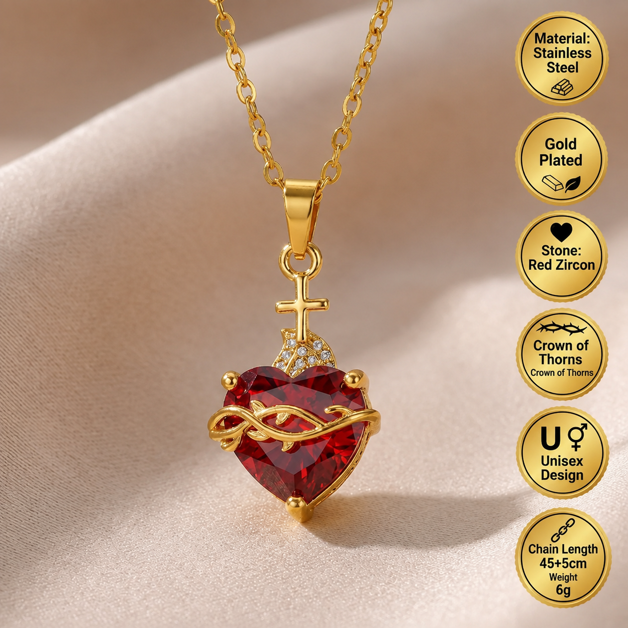 Light of Christ: Sacred Heart of Jesus Necklace
