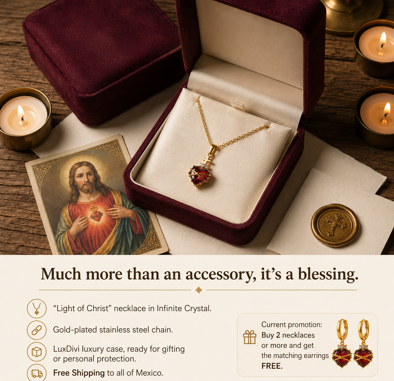 Light of Christ: Sacred Heart of Jesus Necklace