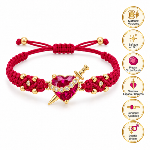 Pulsera Luz de María: El Sagrado Corazón en Cristal infinito (Rojo)